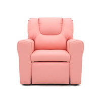 Kids Pink Recliner Chair w/ Footrest & Cup Holder