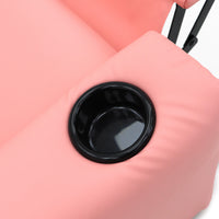 Kids Pink Recliner Chair w/ Footrest & Cup Holder