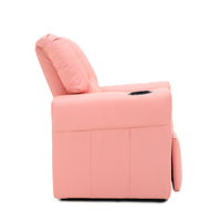 Kids Pink Recliner Chair w/ Footrest & Cup Holder