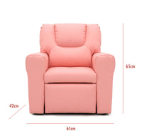 Kids Pink Recliner Chair w/ Footrest & Cup Holder