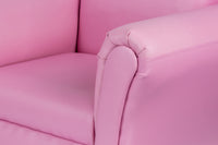 Kids Pink Couch Sofa Chair w/ Footstool in PU Leather