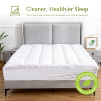 Hypoallergenic, Antibacterial w/ 100% Microfiber filling Mattress Topper - QUEEN