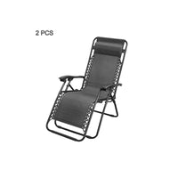 2 Pcs Zero Gravity Folding Reclining Chair (Black)