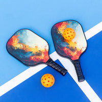 Pickleball Set with 6 Aerodynamic Balls and 2 Fiberglass Paddles