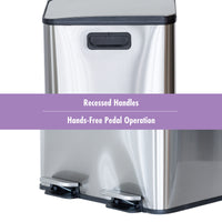 Stainless Steel Dual Compartment (30L each Section) Pedal Operation Rubbish Bin