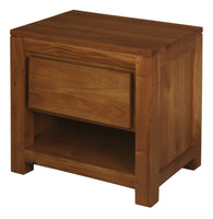 Amsterdam Solid Mahogany Timber 1 Drawer Bedside Table (Light Pecan)