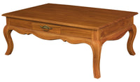 French Provincial 2 Drawer Coffee Table - Light Pecan