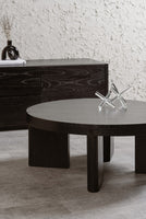 Apollo Round Solid Mindi Timber Coffe Table (Black)