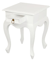 Queen Anne 1 Drawer Lamp Table (White)