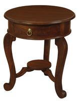 Round Cabriole Leg 1 Drawer Lamp Table (Mahogany)