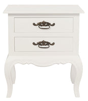 French Provincial 2 Drawer Side Table (White)