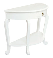 Emilie Cabriole Leg 1 Drawer Half Round Entry Table - White