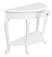 Emilie Cabriole Leg 1 Drawer Half Round Entry Table - White