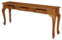 Queen Anne 3 Drawer Sofa Table - Light Pecan