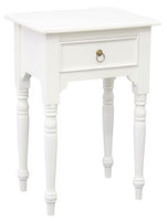 Milly Turn Leg 1 Drawer Side Table (White)