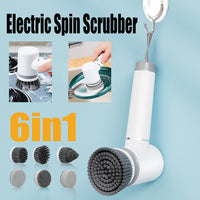 6in1 Electric Spin Scrubber Cordless Rechargeable Cleaning Brush with 6 Head Kit