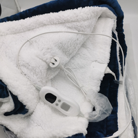 Double-side Flannel Heated Electric Throw Blanket Fast Heating Warm Washable Blue