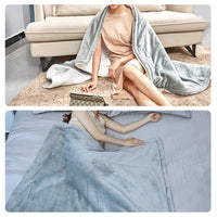 Double-side Flannel Heated Electric Throw Blanket Fast Heating Warm Washable gray