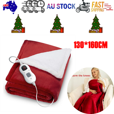 Double-side Flannel Heated Electric Throw Blanket Fast Heating Warm Washable red