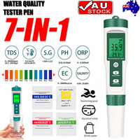 7 In 1 PH Meter TDS/EC/Salt/Temp Water Quality Monitor Tester Pen Pool Aquarium