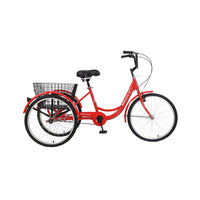 New 26 inch Adult Tricycle 7-Speed 3 Wheels Bike with Free Lock Installation Tool Red