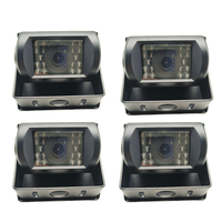 Wireless 4-Channel Split 7" Screen Monitor w/4 Reversing Camera Kit for Truck Trailer Bus