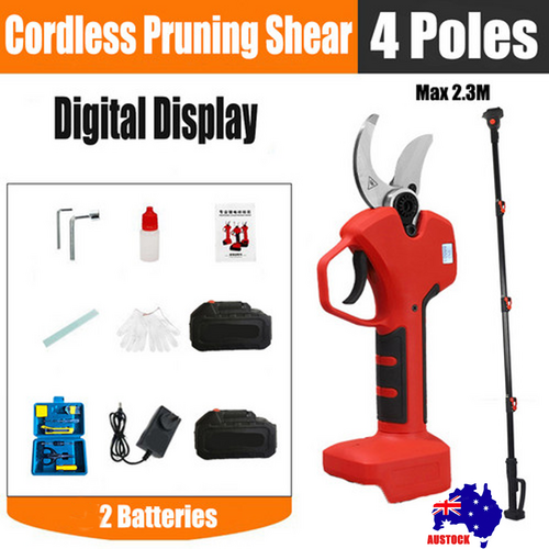 Cordless Brushless 4 Pole Pruning Shear Secateur With 2 Batteries Bush Cutter RED Kings Warehouse Australia