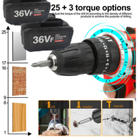 Cordless Drill w/2 Battery Heavy Duty Impact Driver Kit Brushless Hammer Set