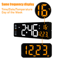 16" Orange Large Digital Big Jumbo LED Wall Desk Clock Display With Temperature Calendar