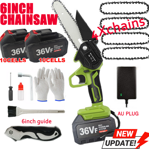 36V 3000W Mini Cordless Chainsaw 2X Battery-Powered Wood Cutter Rechargeable Kings Warehouse Australia