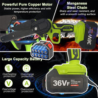 36V 3000W Mini Cordless Chainsaw 2X Battery-Powered Wood Cutter Rechargeable