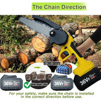 NEW 36V 8" Mini Cordless Electric Chainsaw 2XBattery  Wood Cutter Rechargeable