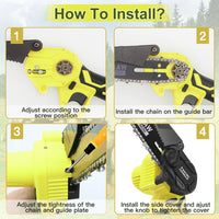 NEW 36V 8" Mini Cordless Electric Chainsaw 2XBattery  Wood Cutter Rechargeable