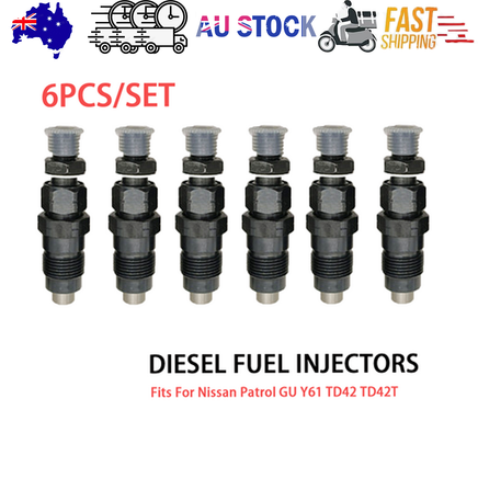 6PCS New Diesel Fuel Injectors Fits For Nissan Patrol GU Y61 TD42 TD42T AU