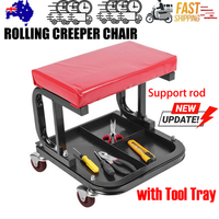 Padded Rolling Creeper Garage Mechanics Roller Seat Stool Chair with Tool Tray