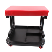 Padded Rolling Creeper Garage Mechanics Roller Seat Stool Chair with Tool Tray