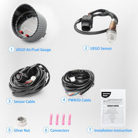 52mm AFR O2 UEGO Wideband Air Fuel Ratio Gauge Kit 30-0300 LSU 4.9 Probe Sensor
