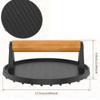 7" Heavy Duty Burger Press W/ Solid Wood Handle for Meat Smasher Hamburger Steak