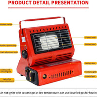 Portable Butane Gas Heater Camping Camp Tent Outdoor Hiking Camper Survival Red