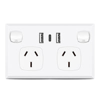 5PCS Double Power Point Dual USB+Type-C GPO Fast Charge 3.6 amp Wall Outlet