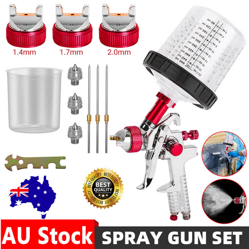 Air HVLP Spray Gun Paint Gun 600CC Gravity Feed Cup 1.4mm 1.7mm 2mm Tip AU Stock Kings Warehouse Australia