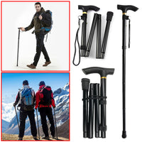 Adjustable Walking Stick Travel Retractable Hiking Folding Cane Metal Pole