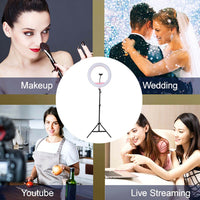 120cm 10"LED Ring Light Dimmable Lighting Kit Phone+Selfie Tripod Makeup Live Lamp