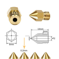 3D Printer 0.4mm Nozzle Throat & 0.4mm Extruder Brass Nozzle Printer Head Set