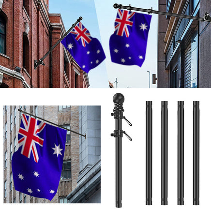 1.8M Flag Pole Kit Stainless Steel Flag Pole Kit Swivel Flagpole Ring for House