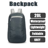 20L Grey Waterproof Lightweight Backpack Portable Foldable Backpack Travel Outdoor