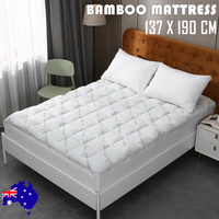 Bamboo Pillowtop Mattress Topper Luxury Bedding Mat Pad Protector CoverDouble 137 x 190 cm