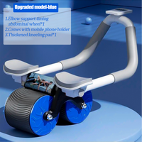 Automatic Rebound Abdominal Wheel Ab Roller Wheels with Elbow Support Roller ABS blue