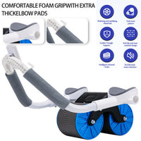 Automatic Rebound Abdominal Wheel Ab Roller Wheels with Elbow Support Roller ABS blue