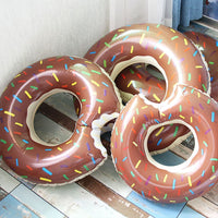 2pcs Coffee Inflatable Giant Donut Raft Swim Ring Float Swimming Pool Beach Lounge Pink Coff 120CM